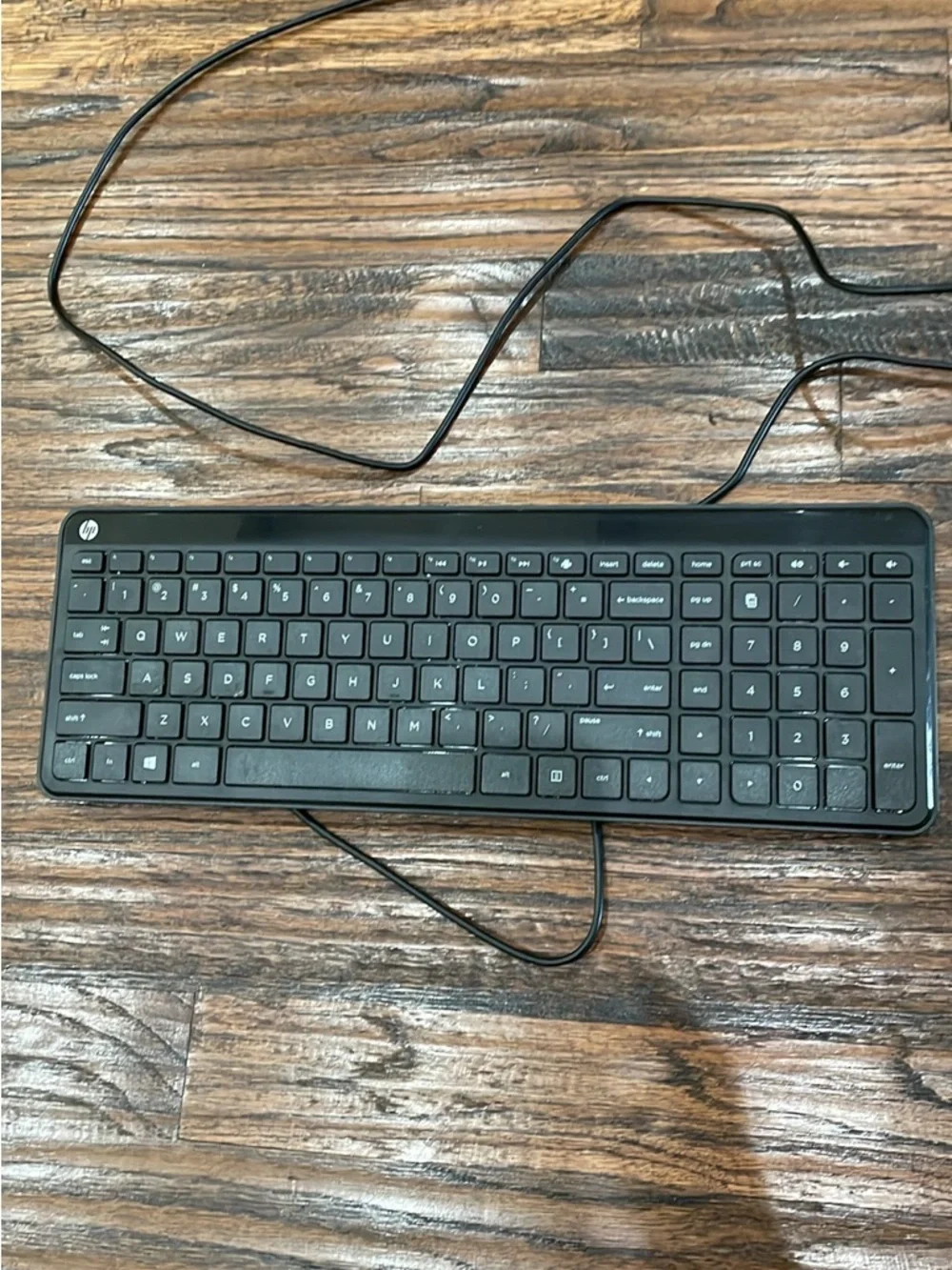 HP Slim Wired Full-Size Black USB Keyboard with Numeric Keypad